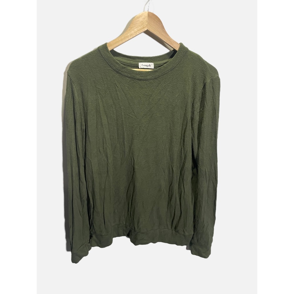 Loveappella Pullover Top Women Medium Olive Green Long Sleeve Knit Casual Soft